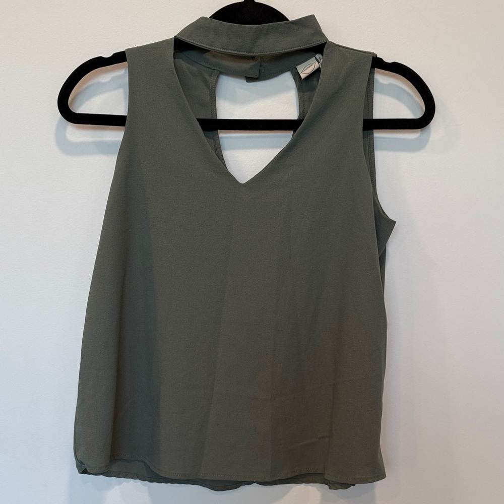Paper Crane V-Neck Olive Blouse